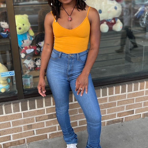 Yellow V Neck Bodysuit - Picture 3 of 3